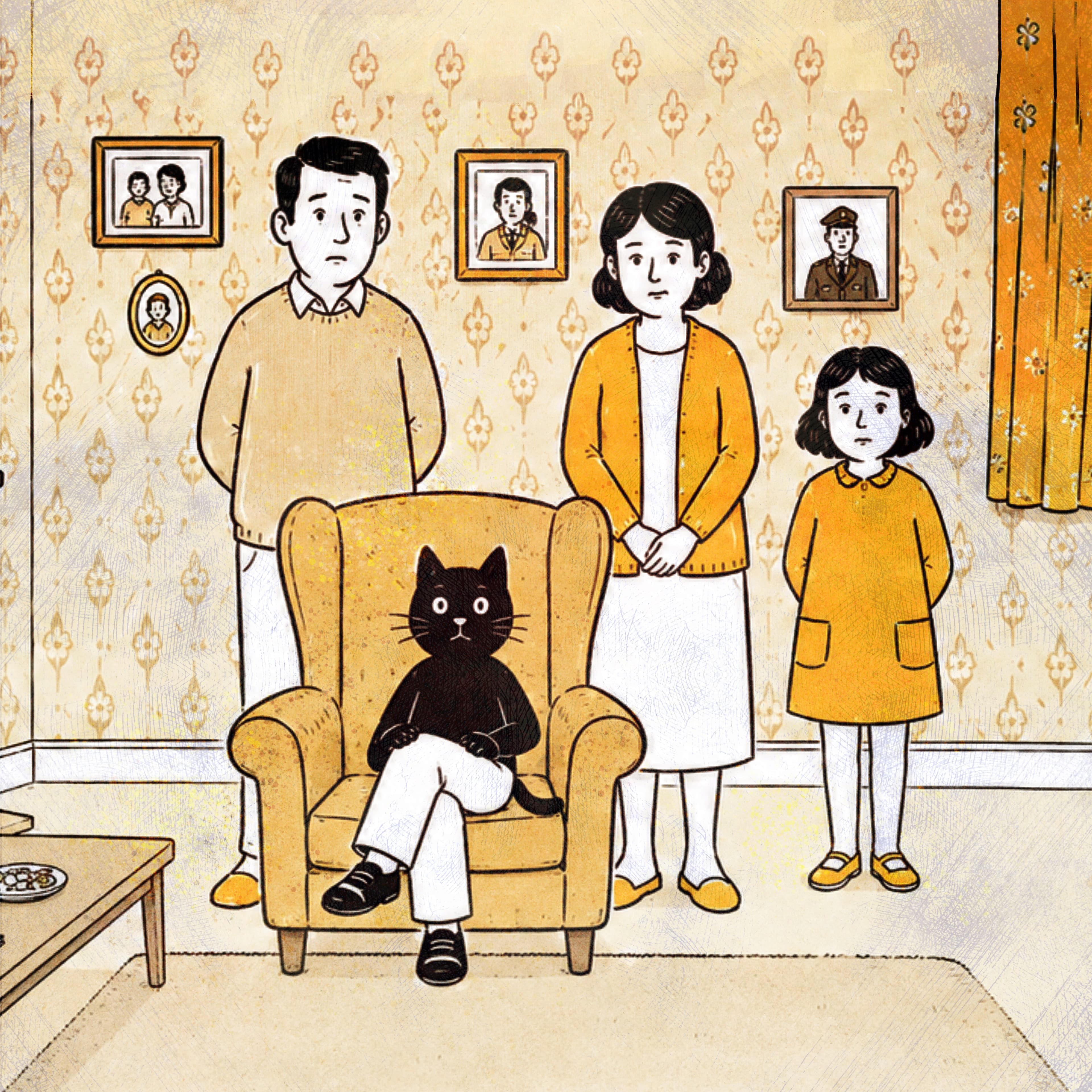 Opening page — Whiskers asleep in his favourite chair